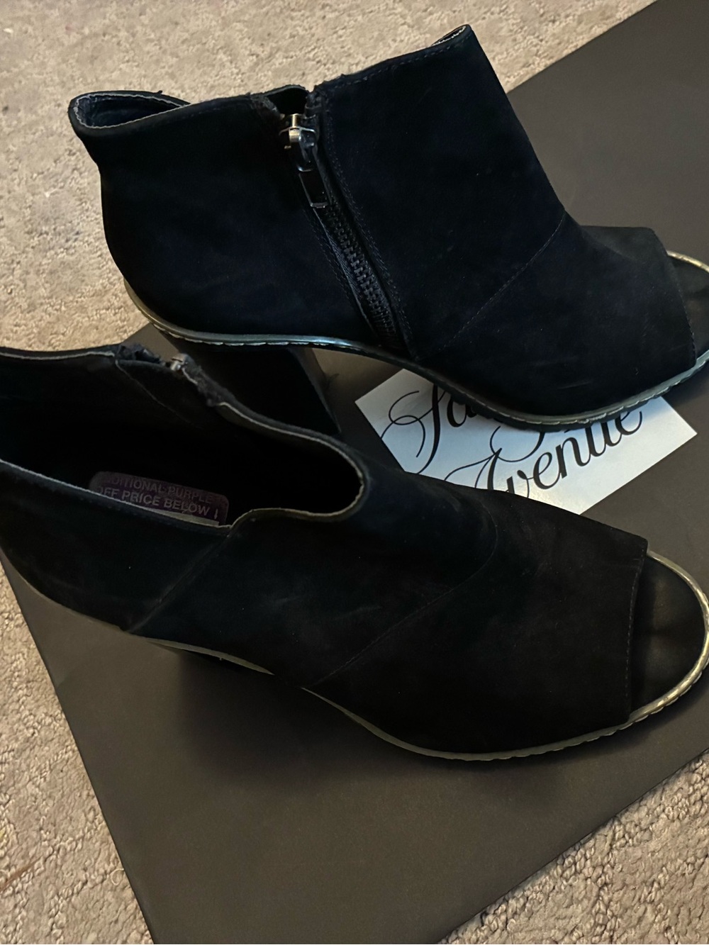 Kelsey Dagger Kyoto Black Suede Peep-Toe Ankle Booties
